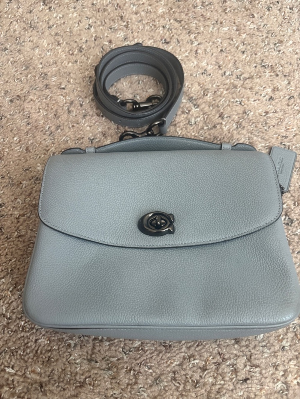 Coach Gray Pebbled Leather Top-Handle Crossbody